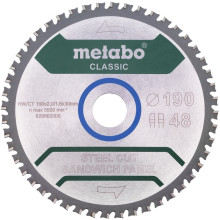 Диск пильний по металевим сендвіч-панелям Metabo Steel Cut/Sandwich Panel - Classic 190х30х48 628684000 B