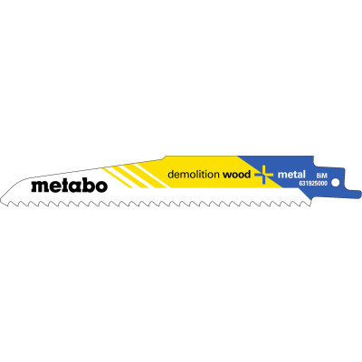 Полотна універсальні для шабельної пили 5 шт Metabo Demolition Wood + Metal 150х1.6 мм 6 TPI S 610 DF 631925000