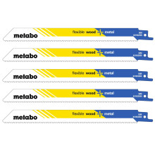 Полотна універсальні для шабельної пили 5 шт Metabo Flexible Wood + Metal 200х0.9 мм 10 TPI S 1022 HF 631932000