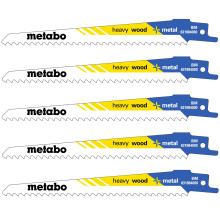 Полотна по дереву для шабельної пили 5 шт Metabo Heavy Wood + Metal 150х1.25 мм 5-8 TPI S 611 VF 631984000