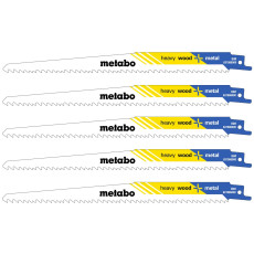 Полотна по дереву для шабельної пили 5 шт Metabo Heavy Wood + Metal 225х1.25 мм 5-8 TPI S 1111 VF 631986000