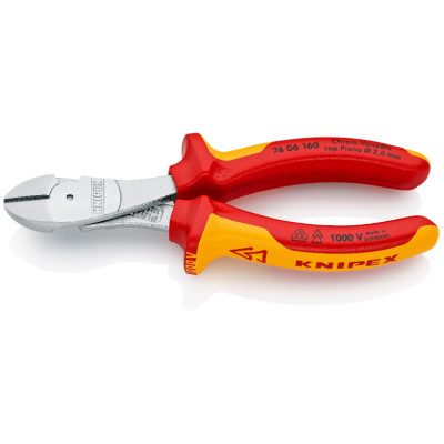 Кусачки бокові особливої потужності діелектричні хромовані KNIPEX 160 мм 74 06 160