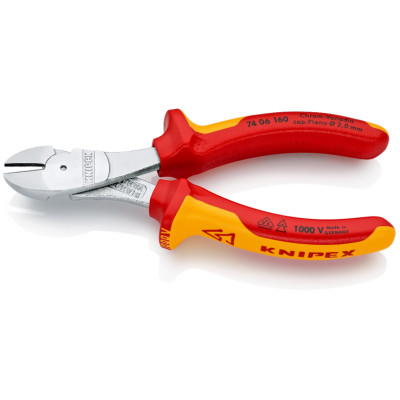 Кусачки бокові особливої потужності діелектричні хромовані KNIPEX 160 мм 74 06 160