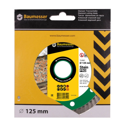 Круг алмазний по граніту Baumesser Turbo 125 Stein Pro 125х22.23х2.2 мм 90215082010