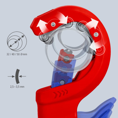 Труборез для пластиковых труб KNIPEX DP50 32, 40, 50 мм 90 23 02 BK