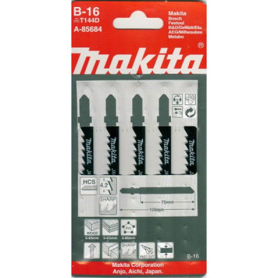 Полотна по дереву для лобзика 5 шт Makita HCS 105х75х4.2 мм T 144 D B-16 A-85684