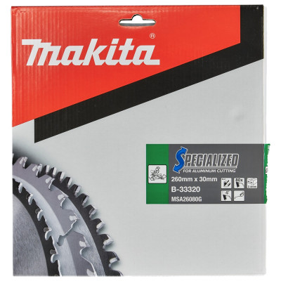 Диск пильний по алюмінію Makita SPECIALIZED 260х30х80 B-33320