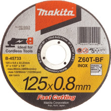 Круг отрезной по нержавеющей стали Makita 125x22.23х0.8 мм B-45733