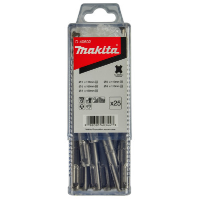Бури по бетону 25 шт Makita Standard 5-8х110-160 мм SDS-Plus D-40602