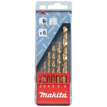 Набір свердел по металу Makita HSS-TiN 6 шт 2-8 мм D-43555