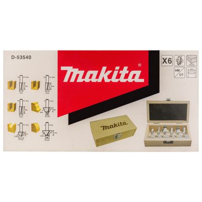 Набор фрез по дереву 6 шт Makita 8 мм D-53540