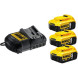 Набор DeWALT XR зарядное устройство 10.8-18 В, аккумуляторы 3 шт Li-Ion 18 В 5 Ач DCB105P3