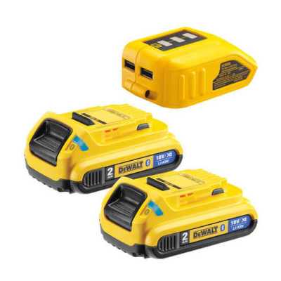 Набір DeWALT XR адаптер USB, акумулятори 2 шт Bluetooth Li-Ion 18 В 2 Аг DCB283BC