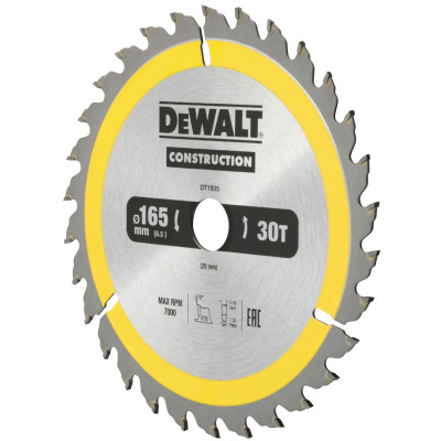 Диск пильний по дереву DeWALT CONSTRUCTION 165х20х30 DT1935