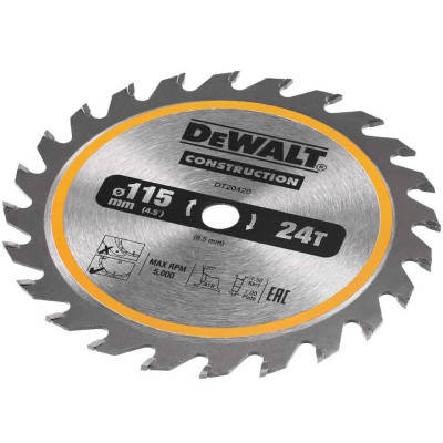 Диск пильний по дереву DeWALT CONSTRUCTION 115х9.5х24 DT20420