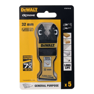 Занурювальні полотна-насадки для реноватора універсальні 5 шт DeWALT Extreme 32х43 мм DT20776