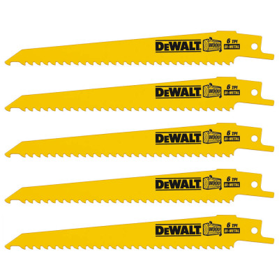 Полотна по дереву для шабельної пили 5 шт DeWALT 152 мм 6 TPI DT2359