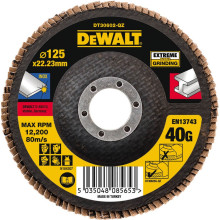 Круг пелюстковий по нержавіючій сталі DeWALT Extreme 125х22.23 мм P40 DT30602