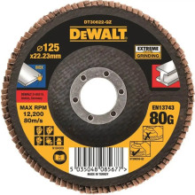 Круг пелюстковий по нержавіючій сталі DeWALT Extreme 125х22.23 мм P80 DT30622
