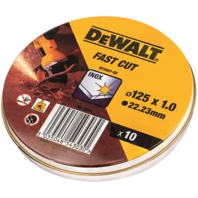 Круги відрізні по нержавіючій сталі 10 шт DeWALT Fast Cut 125х22.23х1 мм DT3507