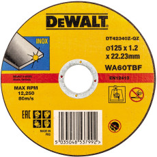 Круг відрізний по нержавіючій сталі DeWALT Inox 125х22.23х1.2 мм DT42340Z
