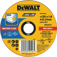 Круг відрізний по нержавіючій сталі DeWALT Inox 125х22.23х1.6 мм DT43906