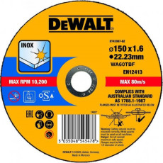 Круг відрізний по нержавіючій сталі DeWALT Inox 150х22.23х1.6 мм DT43907