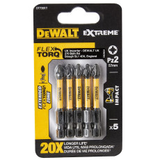 Біти ударні подовжені 5 шт DeWALT Impact Torsion Extreme PZ2 57 мм DT7391T