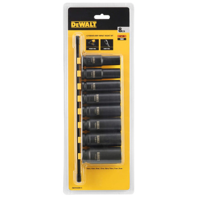 Haбіp гoлoвoк торцевих ударних подовжених 8 шт DeWALT 13-24 мм 1/2