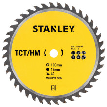 Диск пильний по дереву STANLEY TCT/HM 190х16х40 STA13145