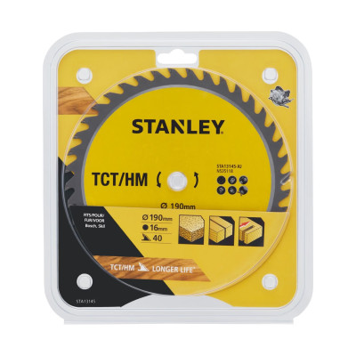 Диск пильний по дереву STANLEY TCT/HM 190х16х40 STA13145