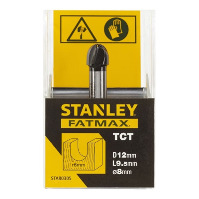 Фреза галтельна по дереву STANLEY FatMax D12 l9.5 d8 STA80305